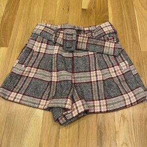 Tweed plaid shorts with belt size 0